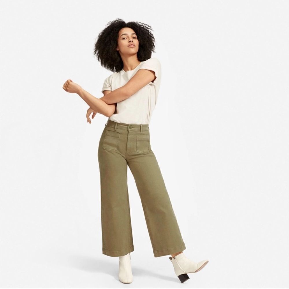 Everlane Wide Leg Crop Pants Patch Pockets